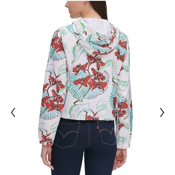NWT Levi’s White Floral Wind Breaker Jacket S - Picture 2 of 11